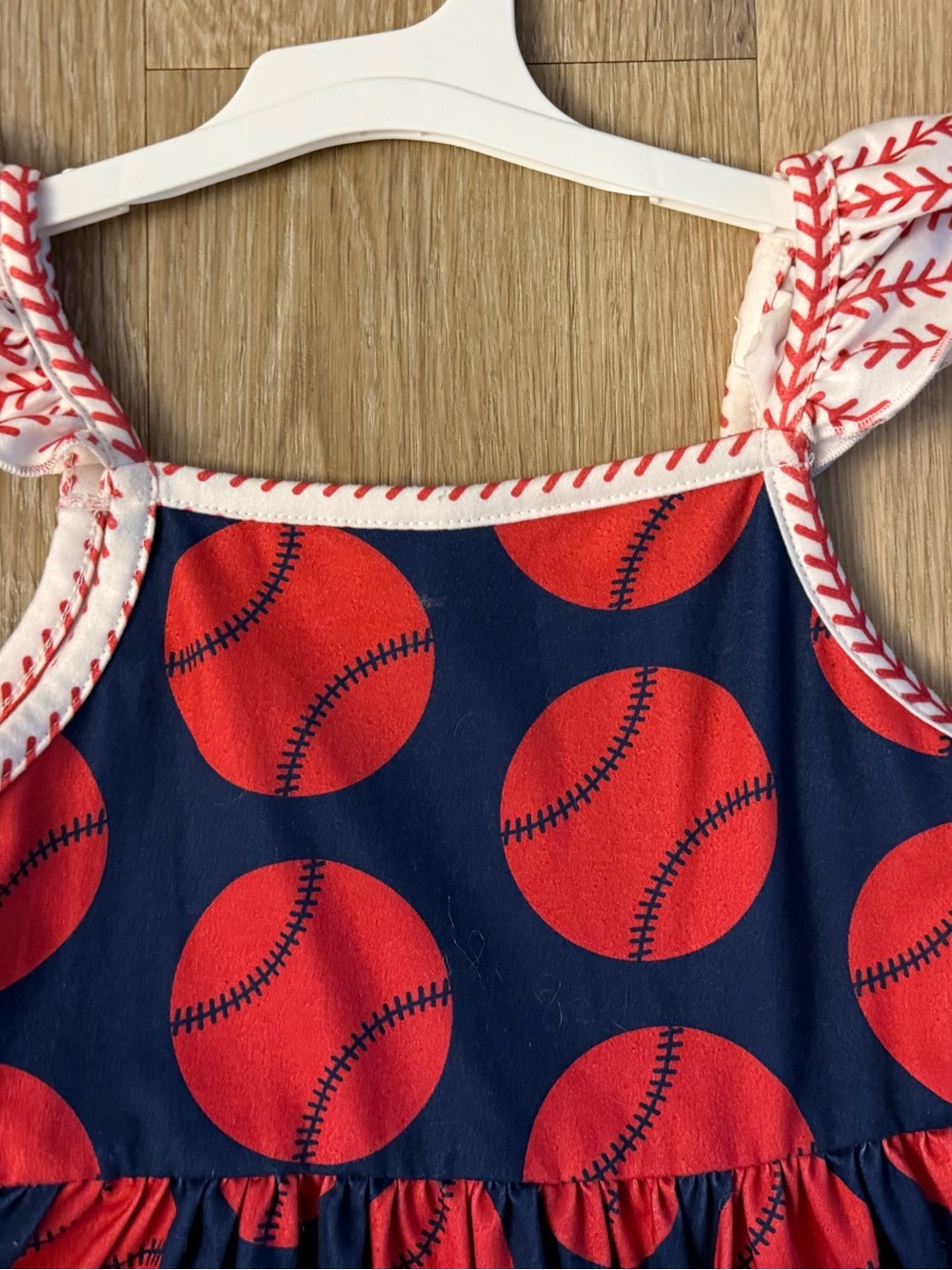 Pete & Lucy Girl's Size 4T Red & Navy Sundress With Baseball Pattern - Picture 2 of 7